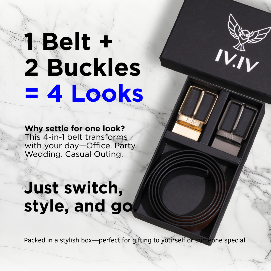 Versa - Quad | Reversible Smooth Vegan Leather Strap | Interchangeable Pin Buckles