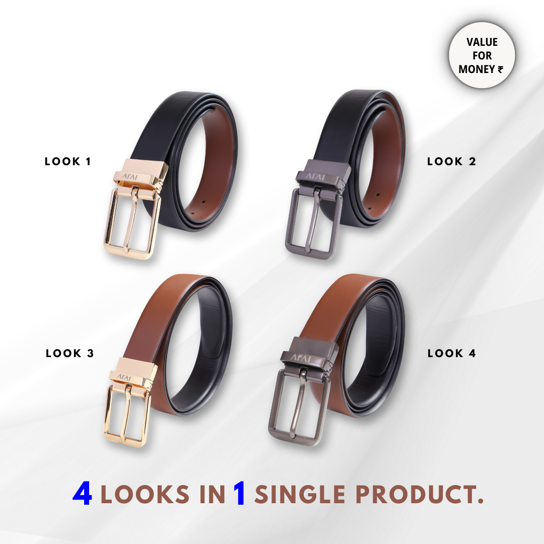 Versa - Quad | Reversible Smooth Vegan Leather Strap | Interchangeable Pin Buckles