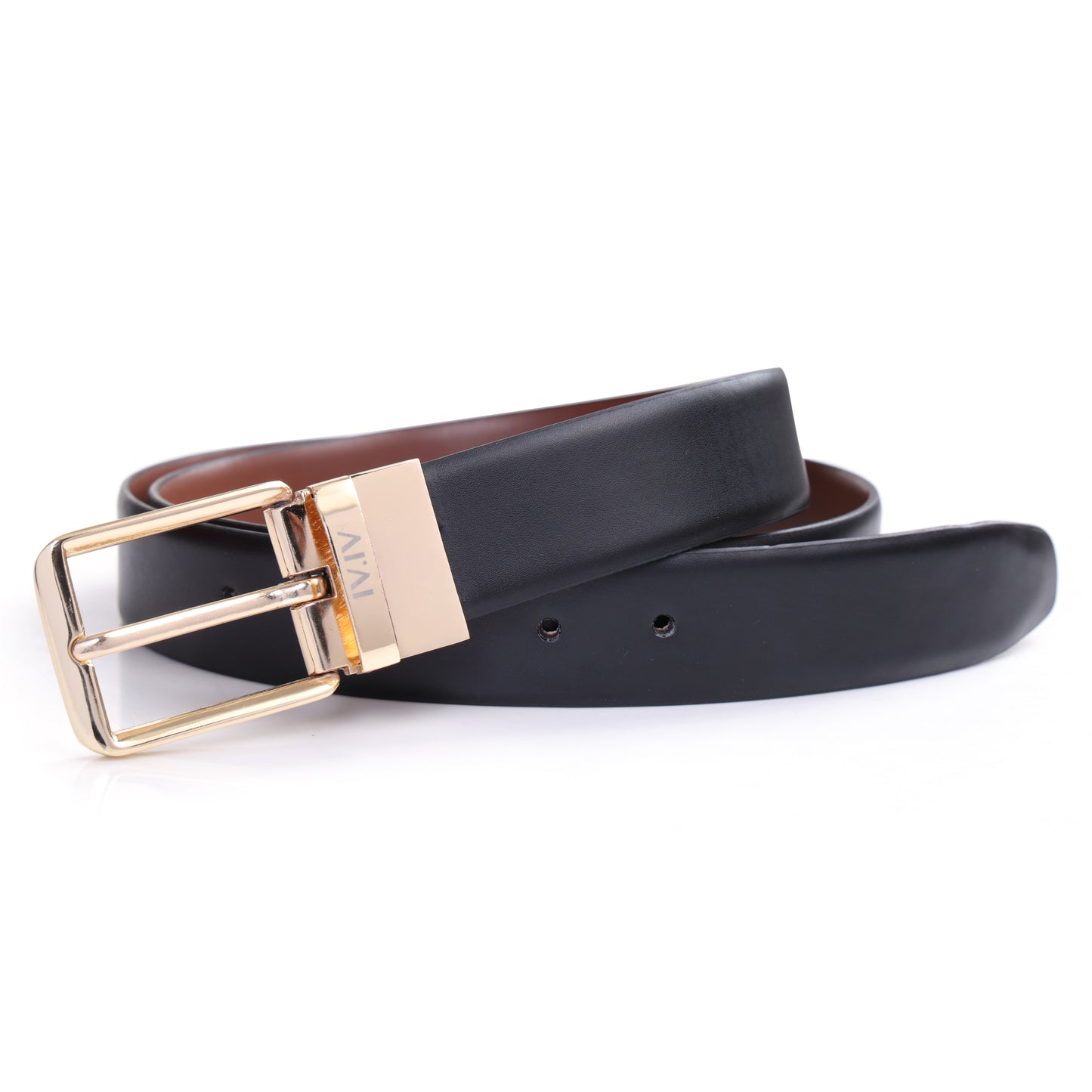 Orphée Silk | Gold Plate Buckle | Reversible Smooth Vegan Leather Belt