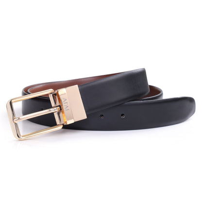 Orphée Silk | Gold Plate Buckle | Reversible Smooth Vegan Leather Belt