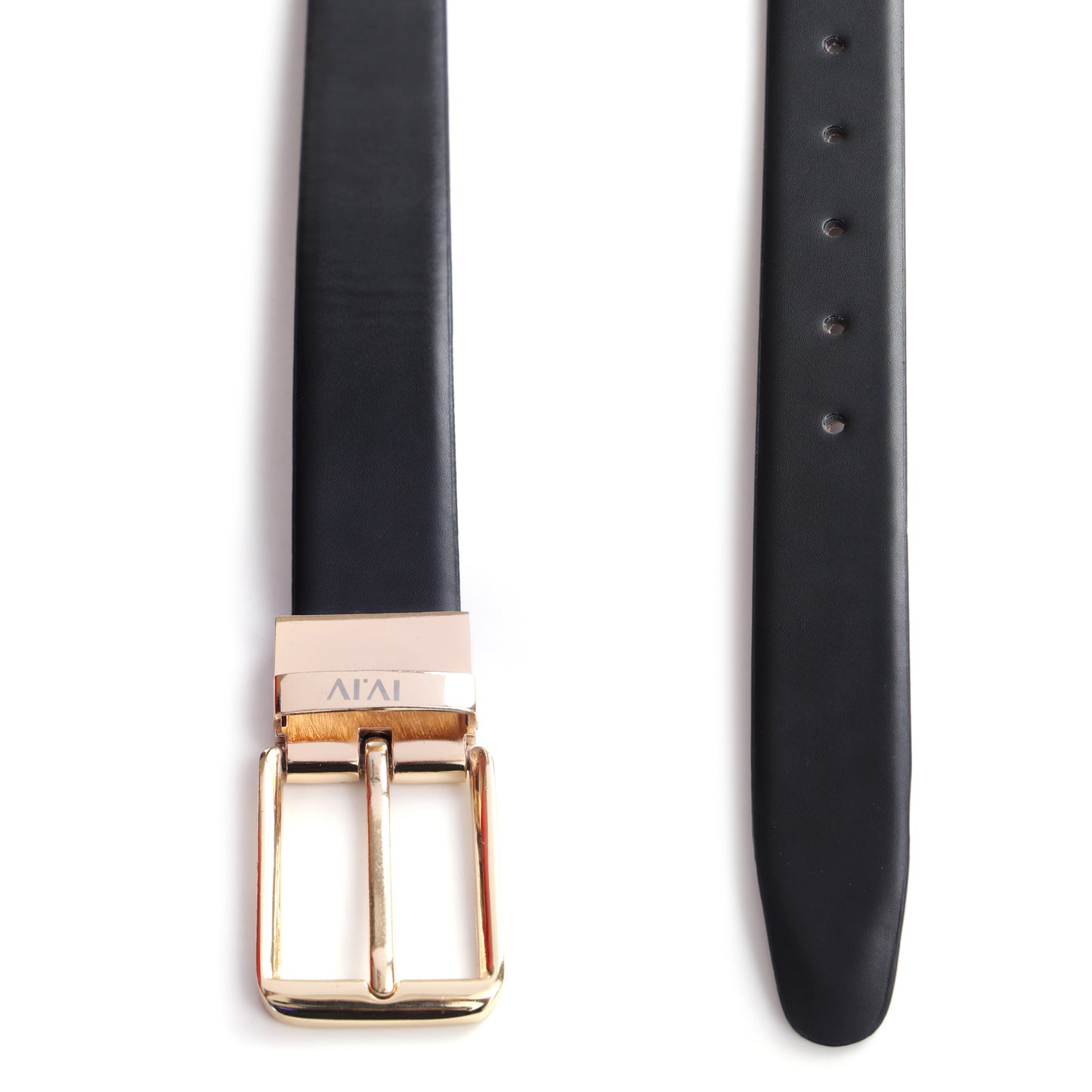 Orphée Silk | Gold Plate Buckle | Reversible Smooth Vegan Leather Belt