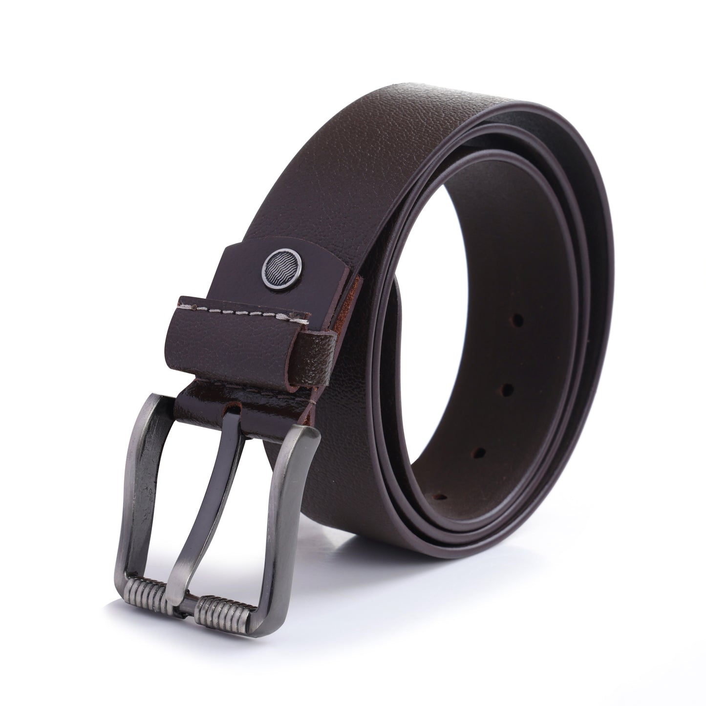 Eterno Espresso | Genuine Leather Belt | Brushed Steel Coiled Pin Buckle