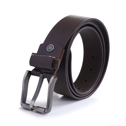 Eterno Espresso | Genuine Leather Belt | Brushed Steel Coiled Pin Buckle