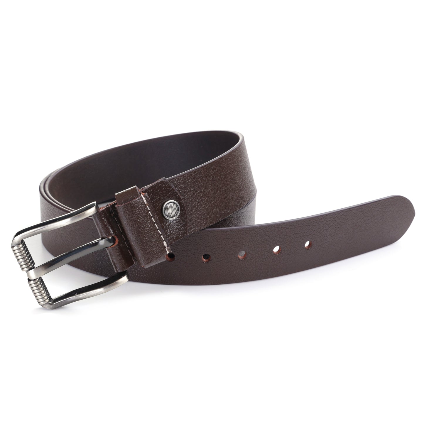 Eterno Espresso | Genuine Leather Belt | Brushed Steel Coiled Pin Buckle