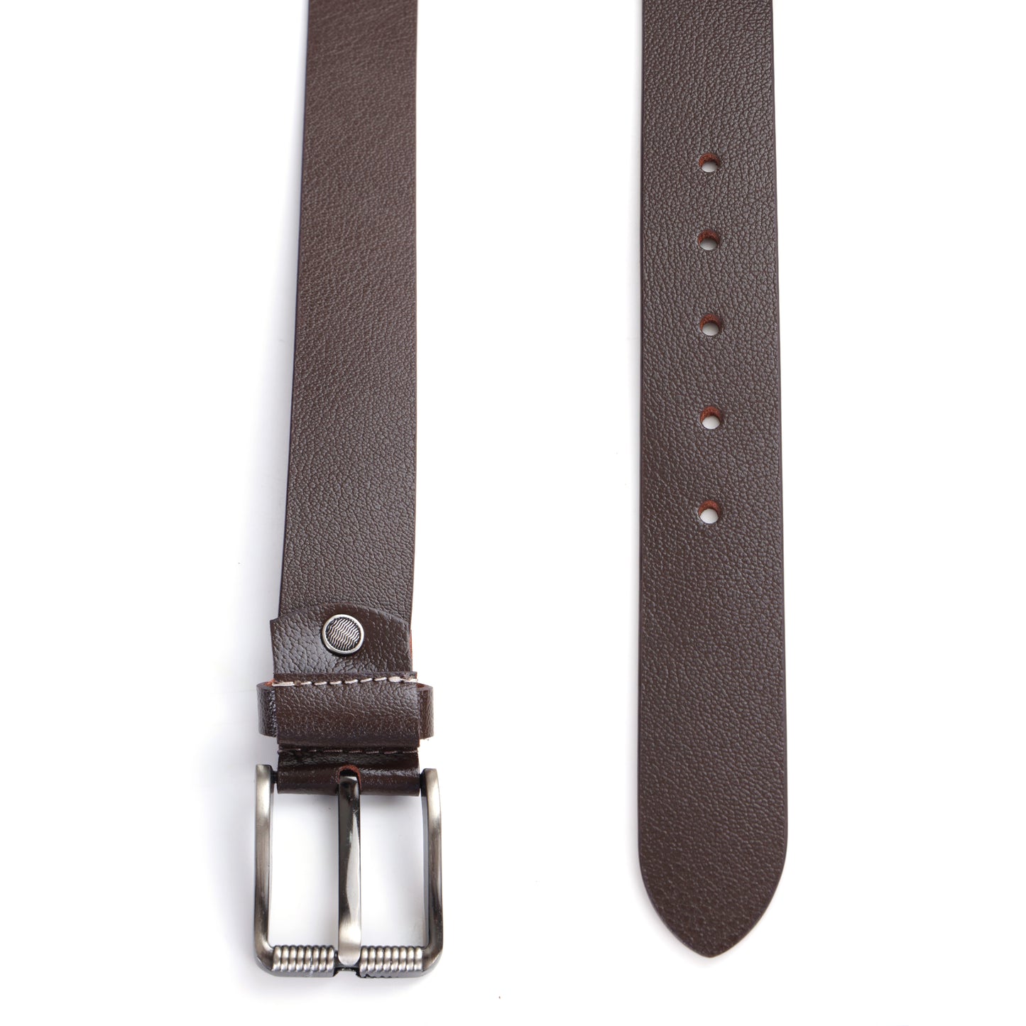 Eterno Espresso | Genuine Leather Belt | Brushed Steel Coiled Pin Buckle