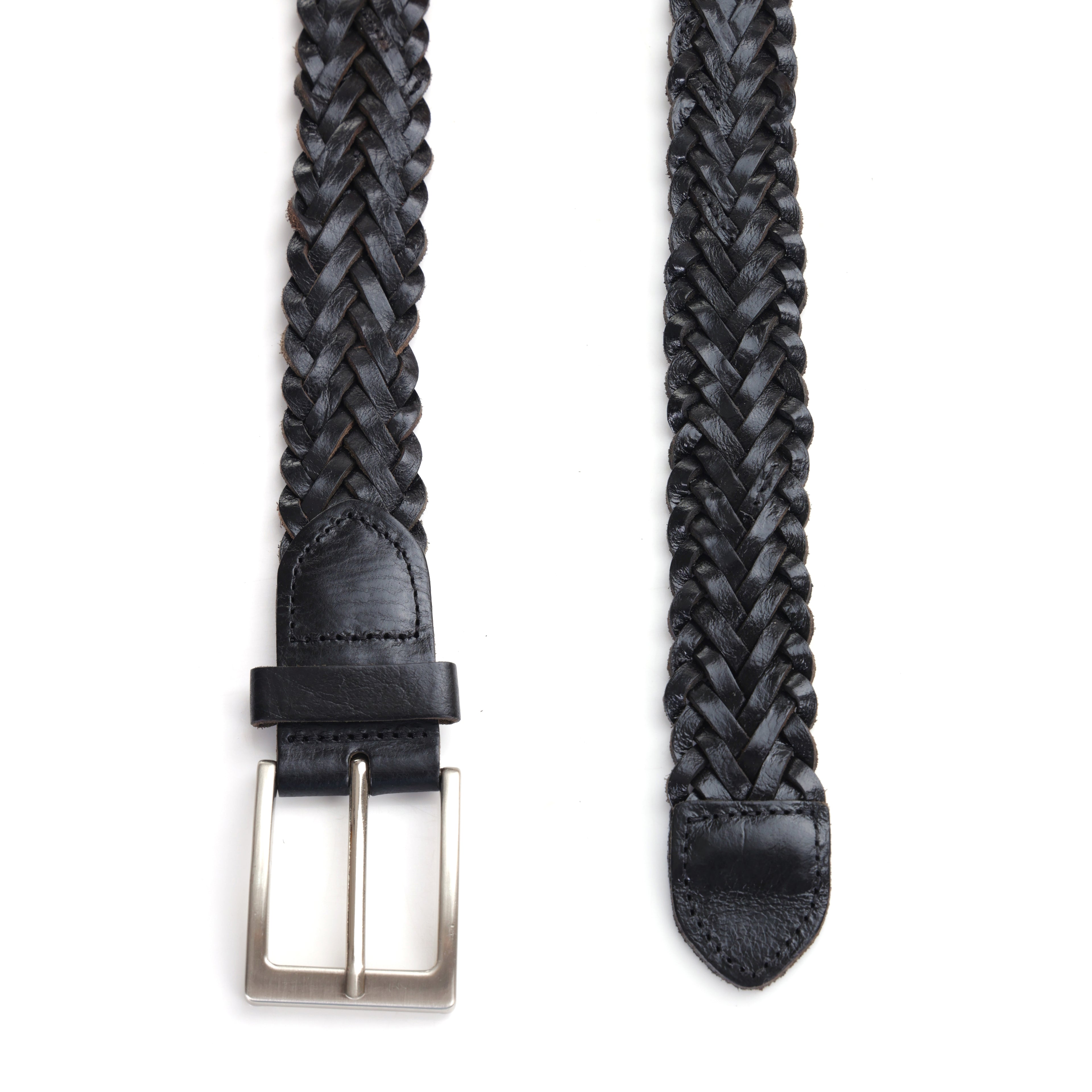 Helix Noir | Brushed Steel Pin Buckle Leather Belt