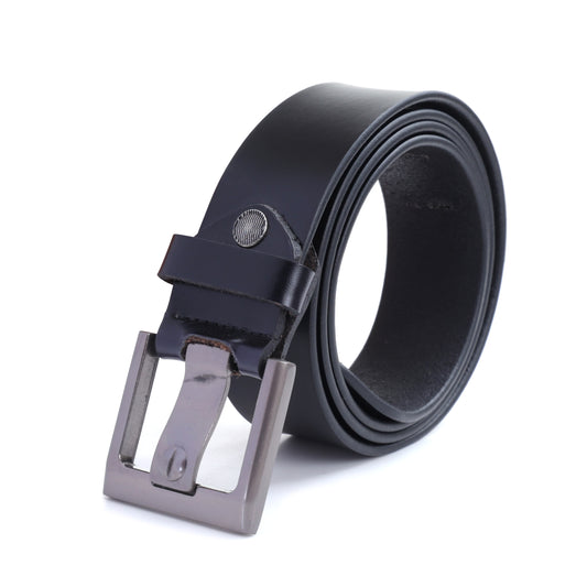 Onyx Noir | Genuine Leather Belt | Brushed Steel Monolithic Pin Buckle