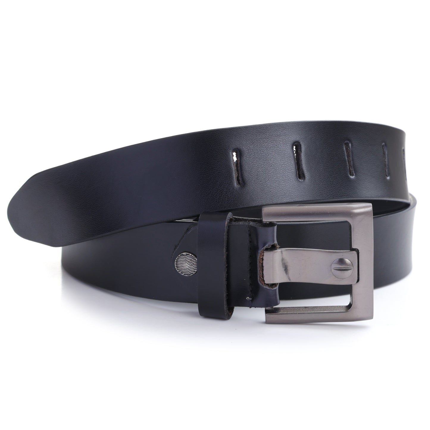 Onyx Noir | Genuine Leather Belt | Brushed Steel Monolithic Pin Buckle