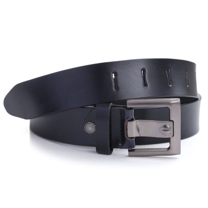 Onyx Noir | Genuine Leather Belt | Brushed Steel Monolithic Pin Buckle