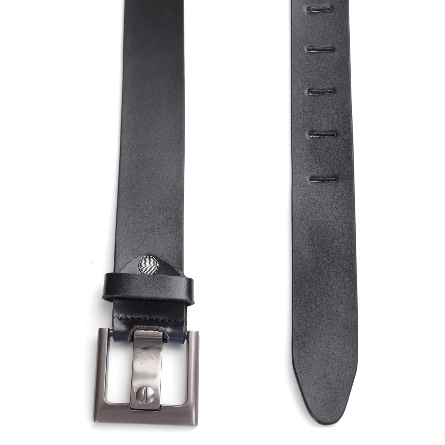 Onyx Noir | Genuine Leather Belt | Brushed Steel Monolithic Pin Buckle