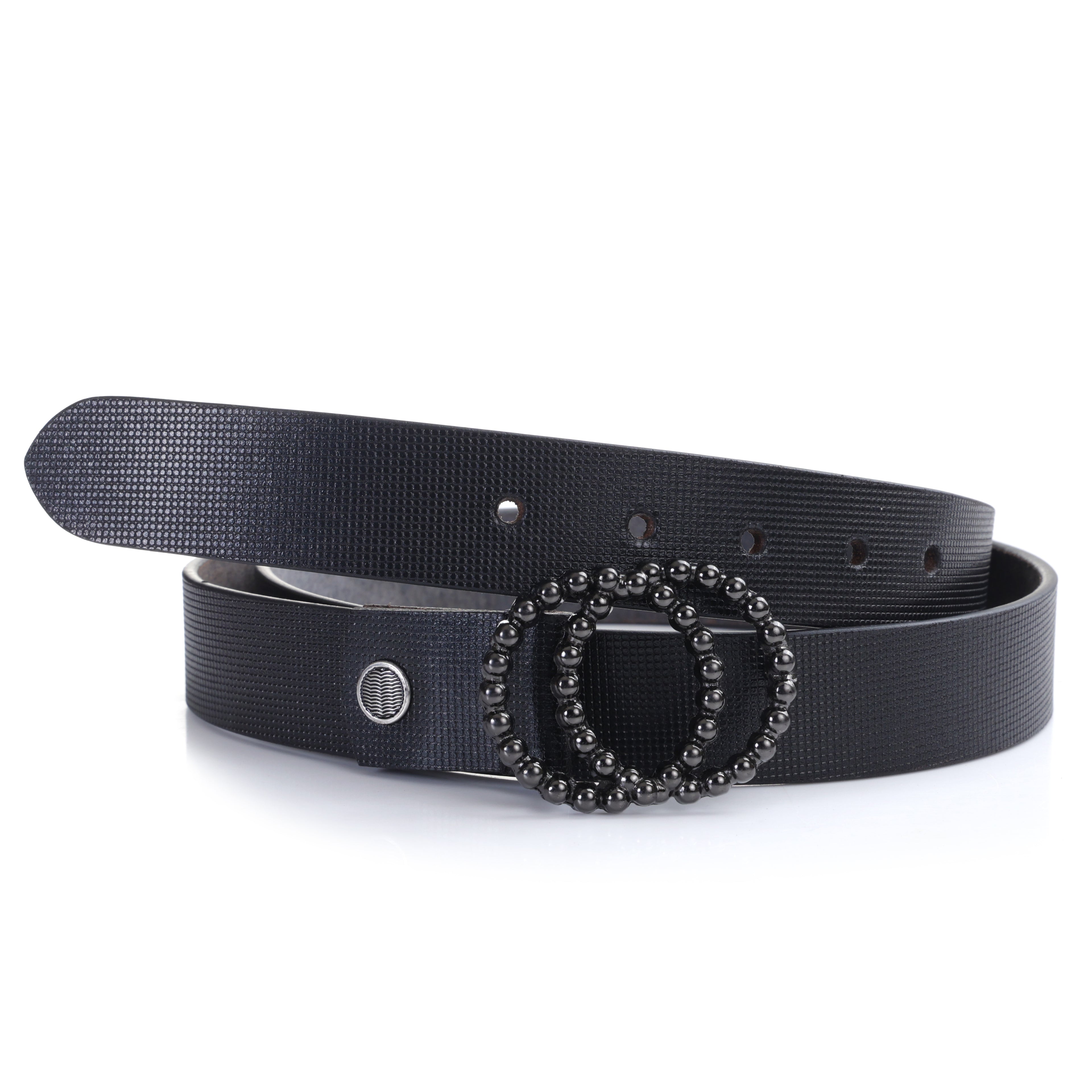 Chérie A et N | Gunmetal Ring Buckle Leather Belt