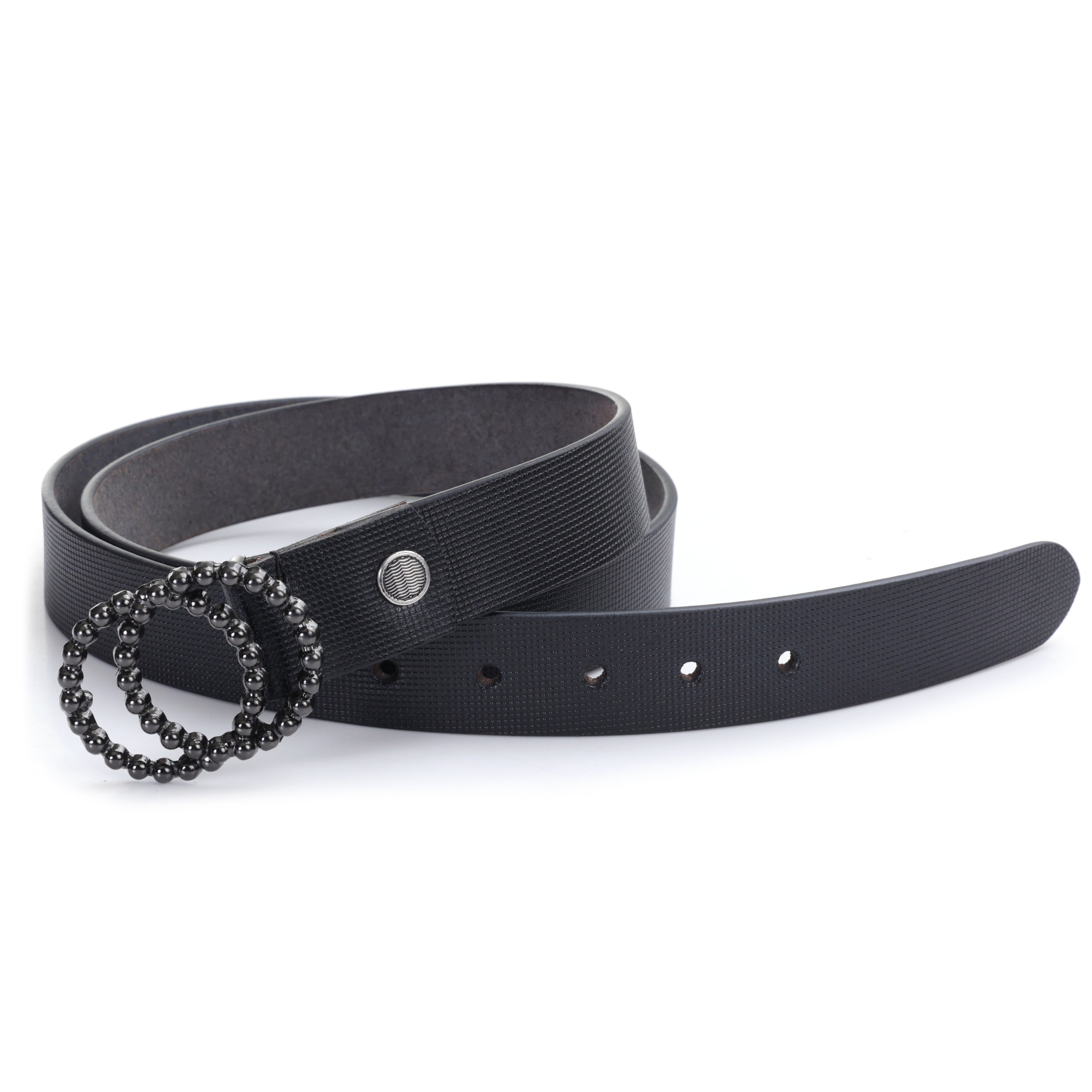 Chérie A et N | Gunmetal Ring Buckle Leather Belt