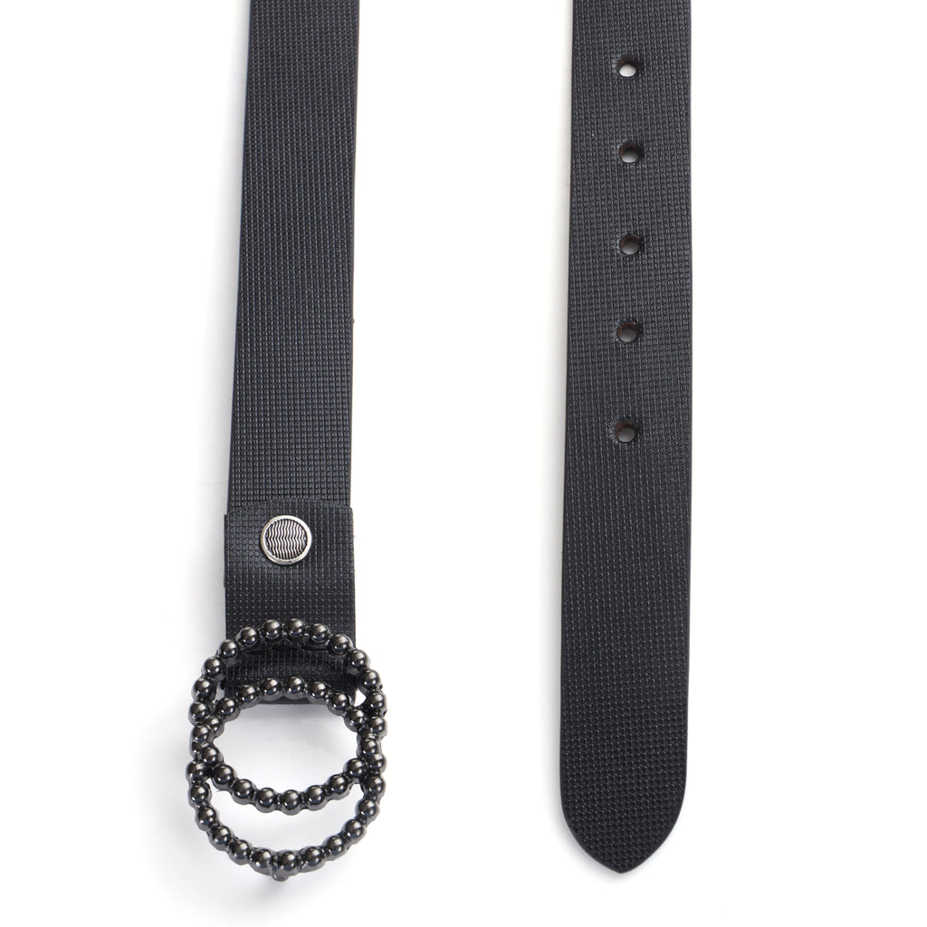 Chérie A et N | Gunmetal Ring Buckle Leather Belt