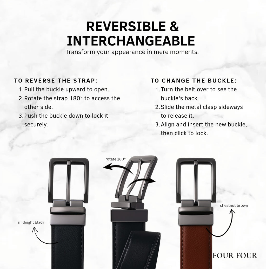 Versa - Quad | Reversible Vegan Leather Strap | Interchangeable Pin Buckles